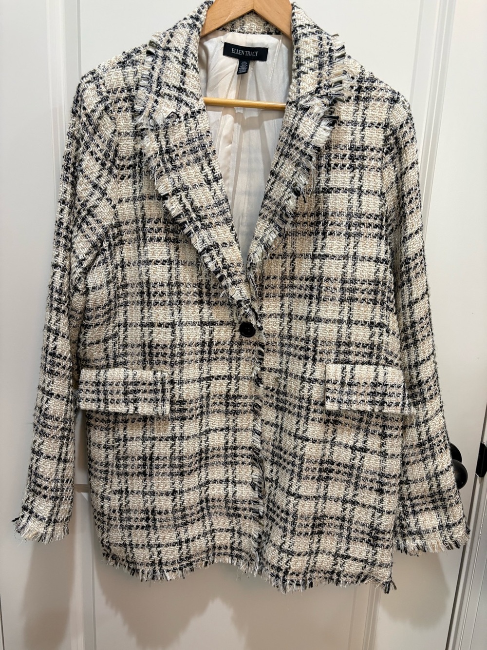 Ellen Tracy Checkered Boucle Blazer